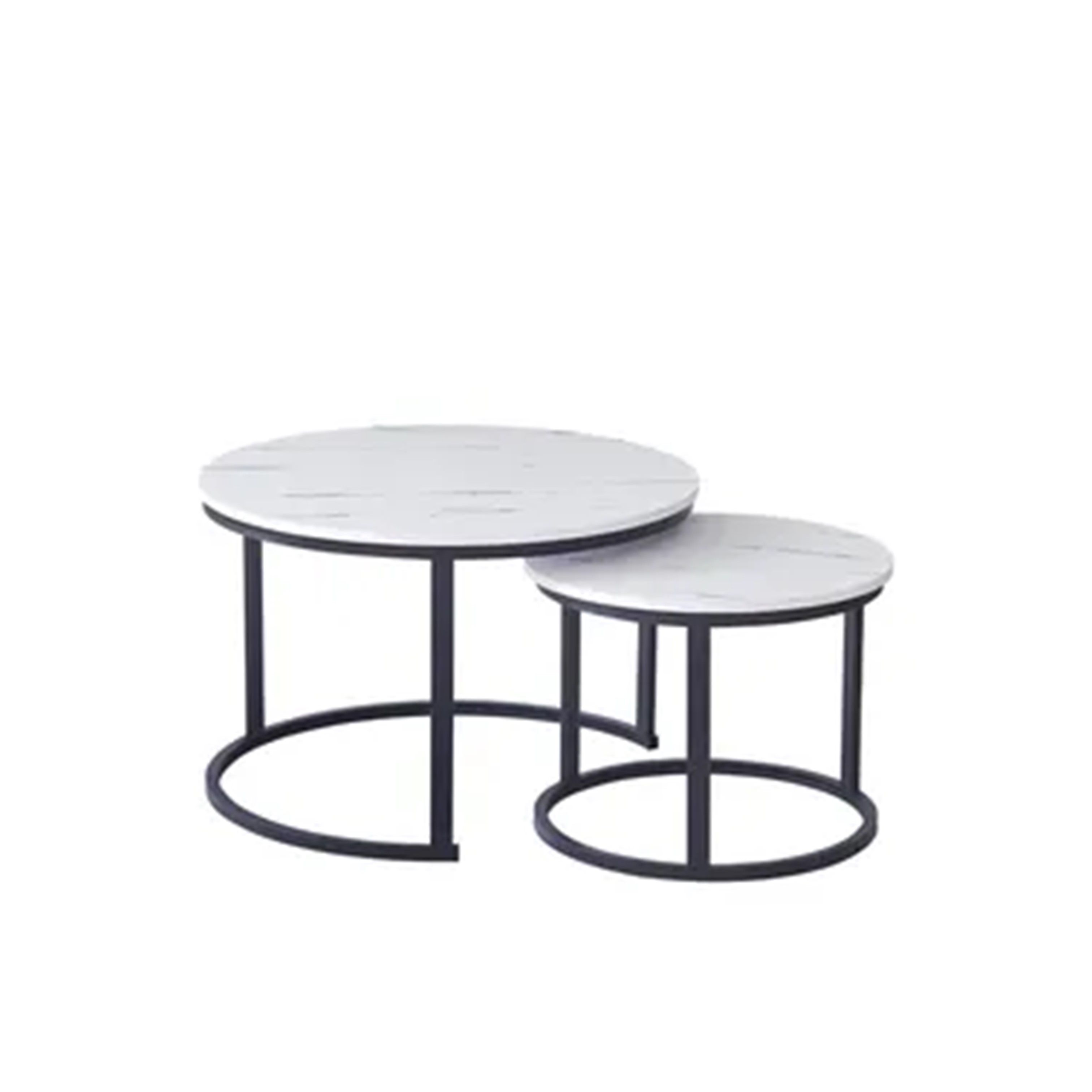 Round White Marble Top Nesting Coffee Table Set