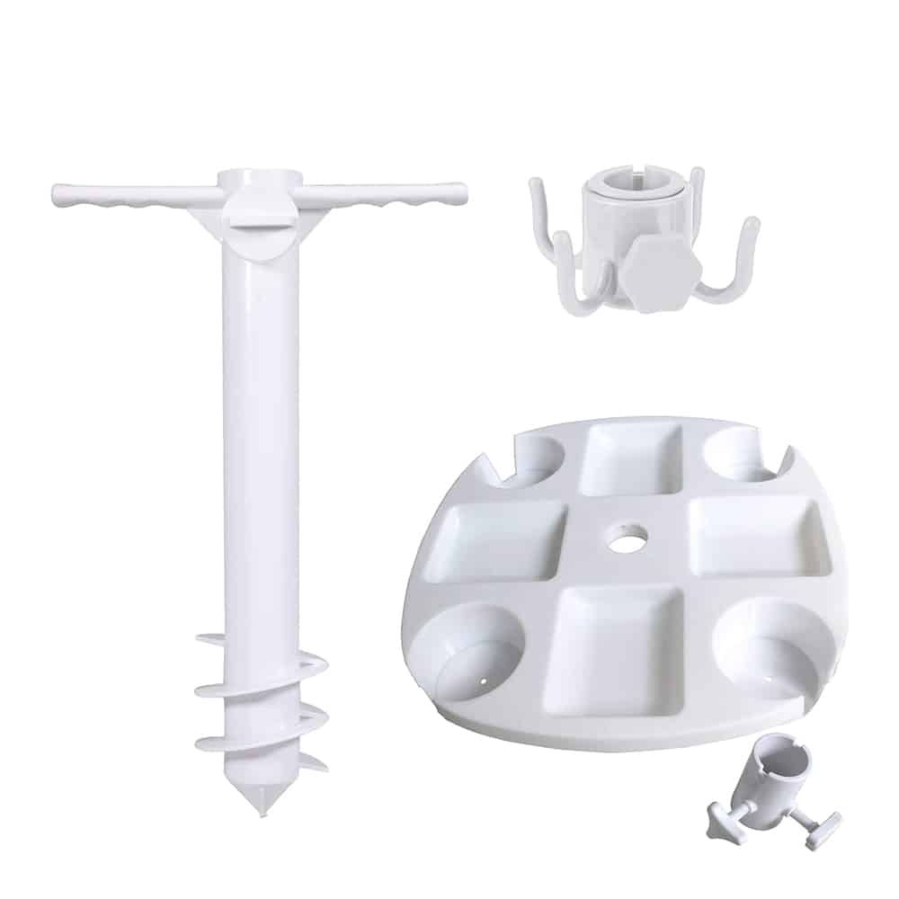 Killer Deals Beach Umbrella Holder Anchor Screw Stake & Snack Cup Holder Tray