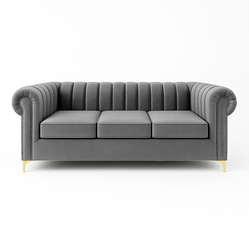 Latina 3 Seater Stripe Couch Grey