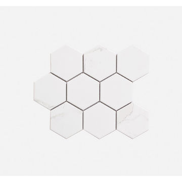Mosaic Porcelain - Large Carrera Hexagon - 256x295 (per sheet)