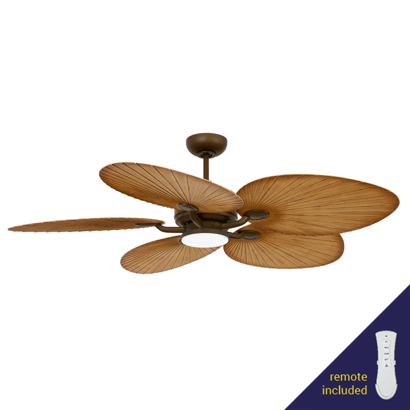 Zebbies Lighting Alocasia Bronze 80W AC Ceiling Fan incl. Light Kit & Warm White LED Globe