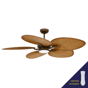 Zebbies Lighting Alocasia Bronze 80W AC Ceiling Fan incl. Light Kit & Warm White LED Globe