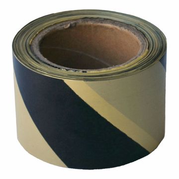 YELLOW & BLACK BARRIER TAPE 75MM  X 100M