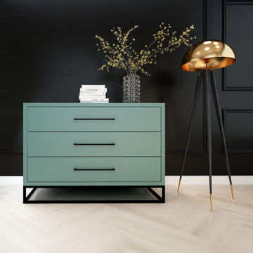 3 Drawer Server Lilo Satin Turquoise - Black Frame