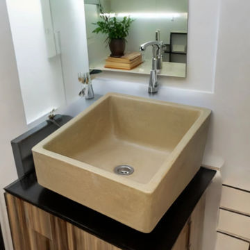 Slanting Pyramid Bespoke Sandstone Concrete Basin/Sink 36x30.5x19.5x11.5cm