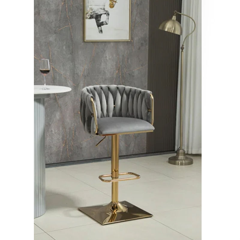 KC FURN-Quinn Swivel, Adjustable Height Bar Stool(Grey)