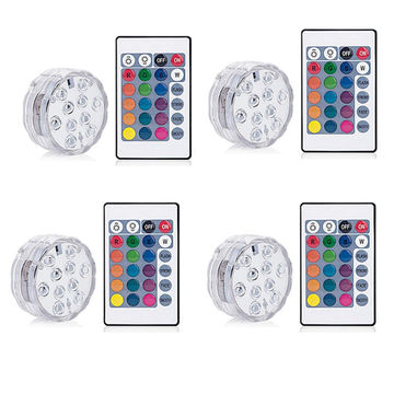 RGB LED Submersible Underwater Lights - 4Pack