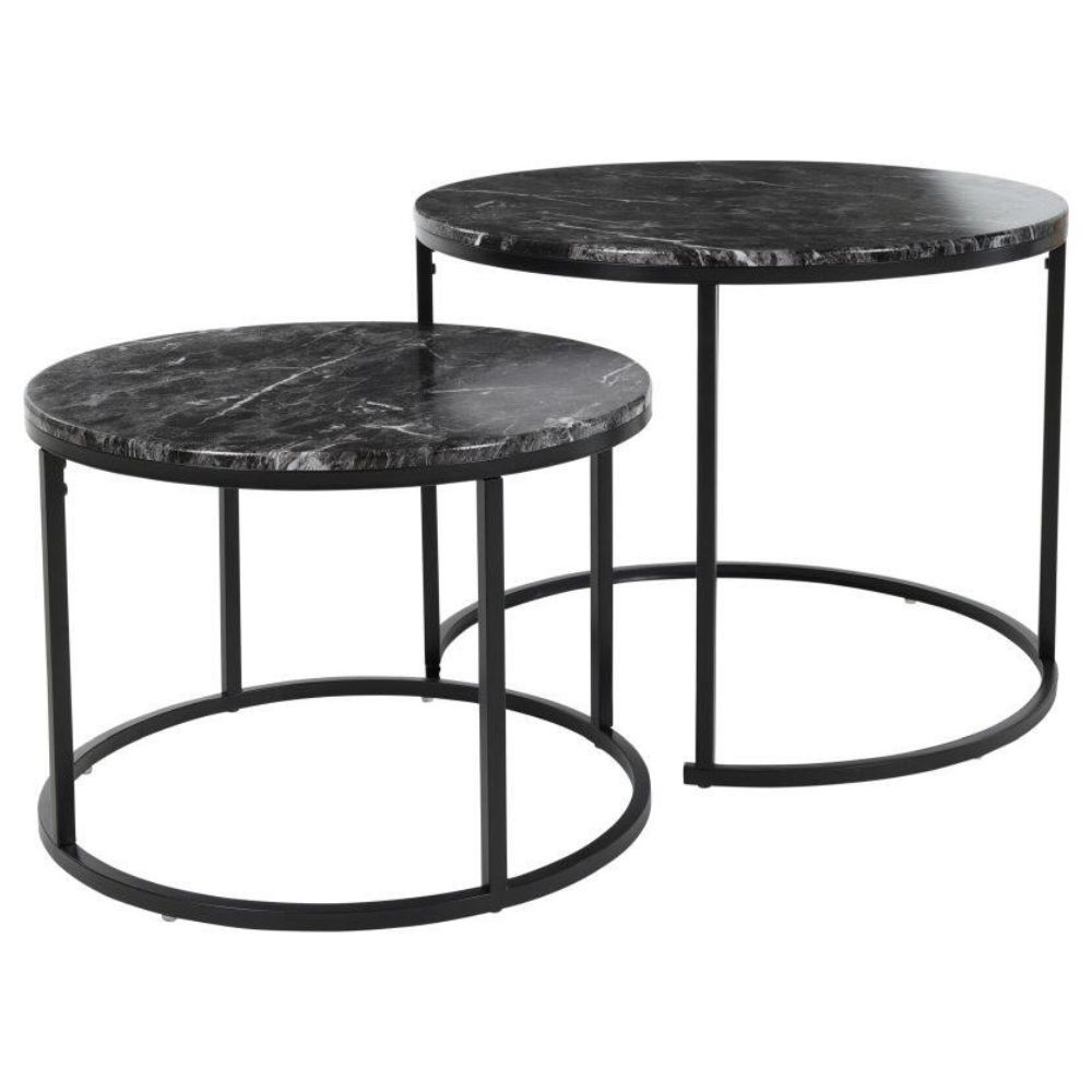 Trends - Two Metal Side Tables with MDF Melamine Top - Black
