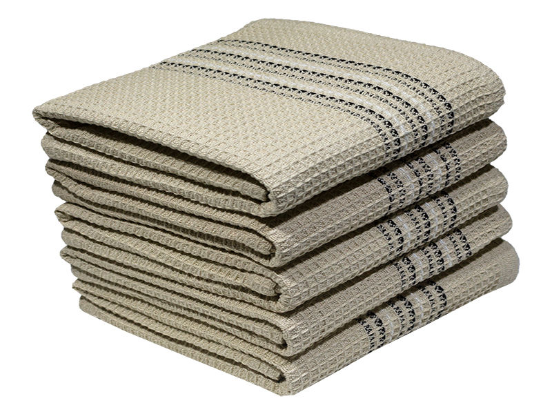 Multipurpose, Easy Fit, Absorbent Kitchen Towel - Design 2393 - 051x071cms - (05 Pc Pack) - Stripes - Pebble