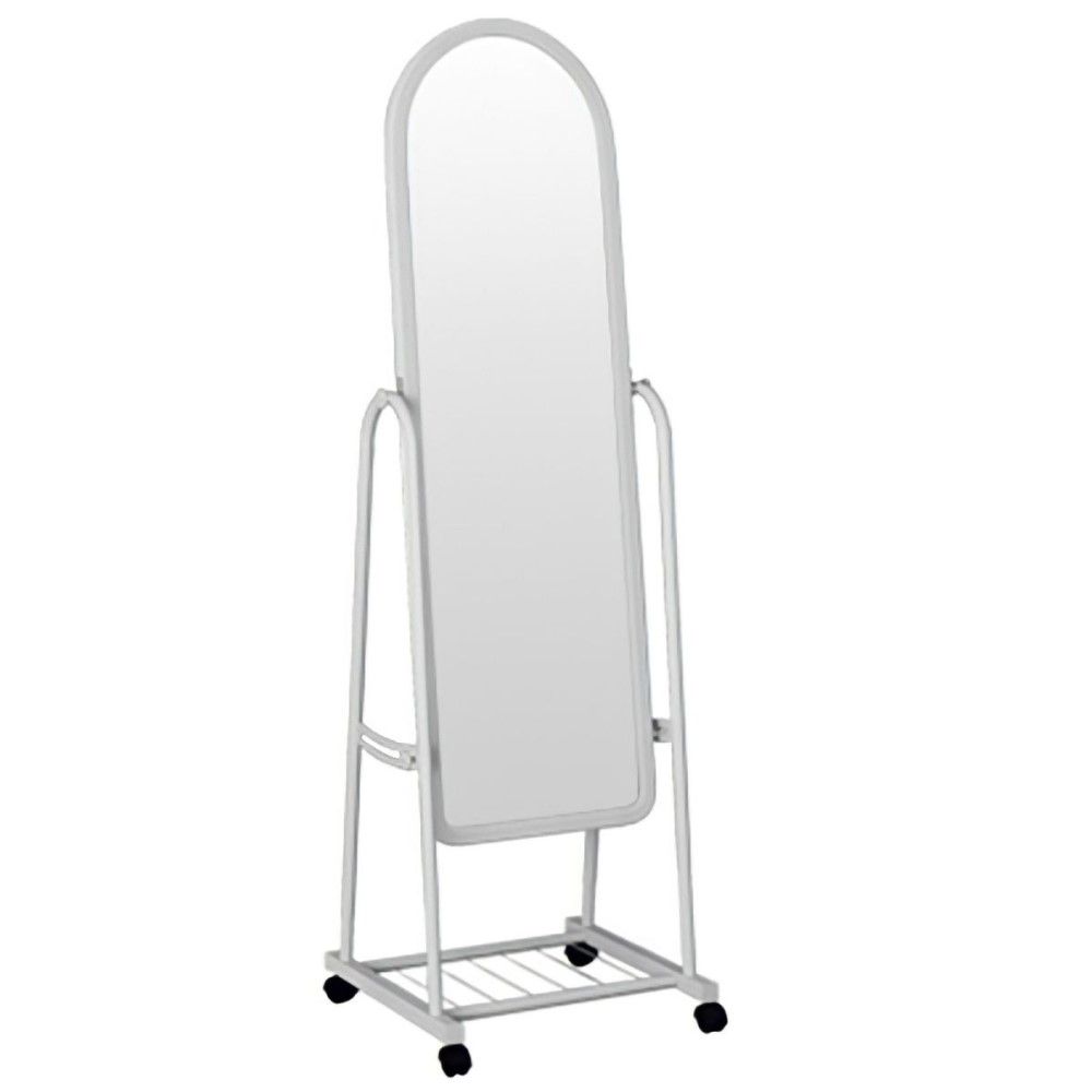 Woodly Adjustable Stand Up Mirror on Wheels with Underneath Storage Decorative Mirror (Decorative)