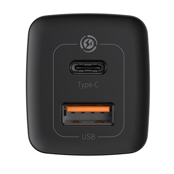 Baseus GaN2 Lite Quick Charger 65W Type-C & USB - Black