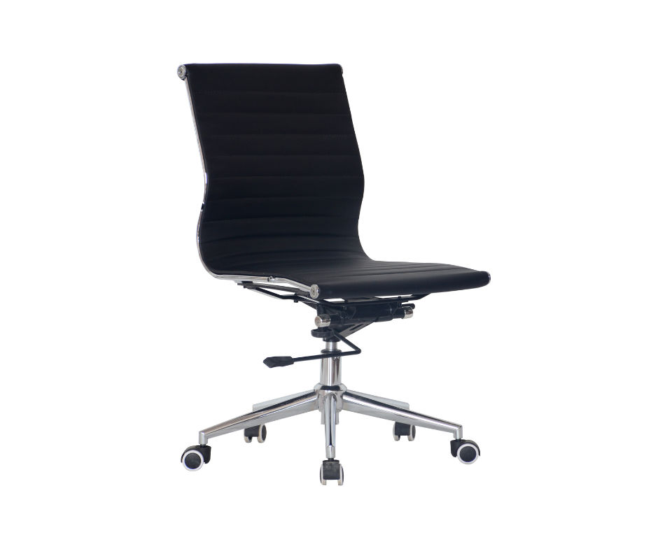 TOCC Ribbed Medium Back Office Chair - NO ARMS - Black