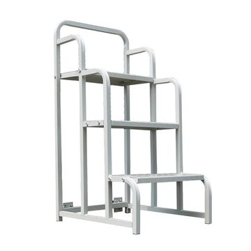 Steel 3 Step Mobile Safety Ladder - Mounty Rollstep - Light Grey