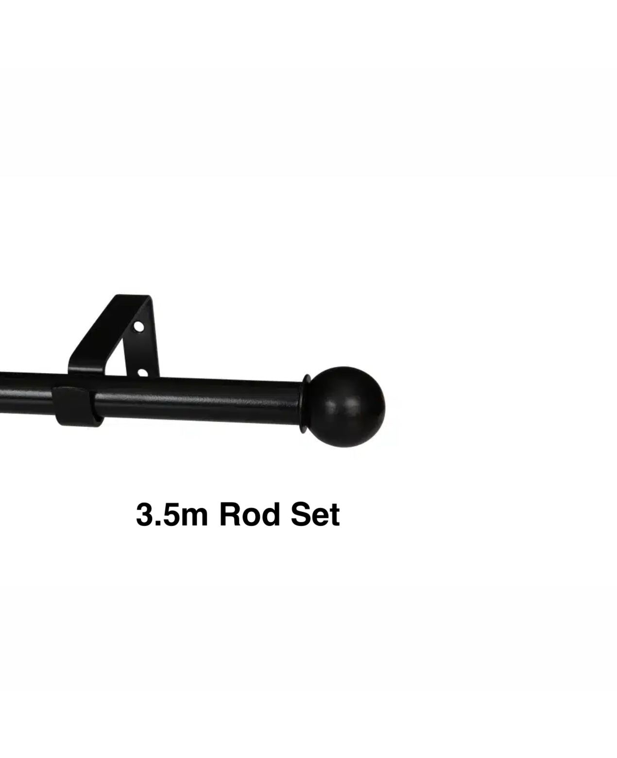 Black Single Curtain Rod Set -Ball Finial 3.5m