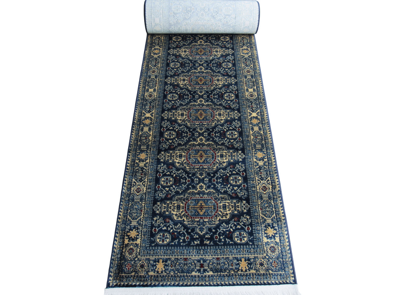 BK Carpets & Rugs – Persian Inspired Kazac Runner – Blue - Beige - 80cm x 5m