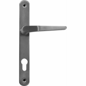 Narrow stainless steel lever handle on plate