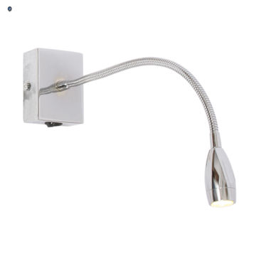 Polished Chrome Wall Fitting with Gooseneck Arm for LED and Switch