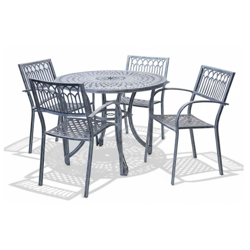 Atlas Aluminium Dining Set 4-Seater 1000mm Round