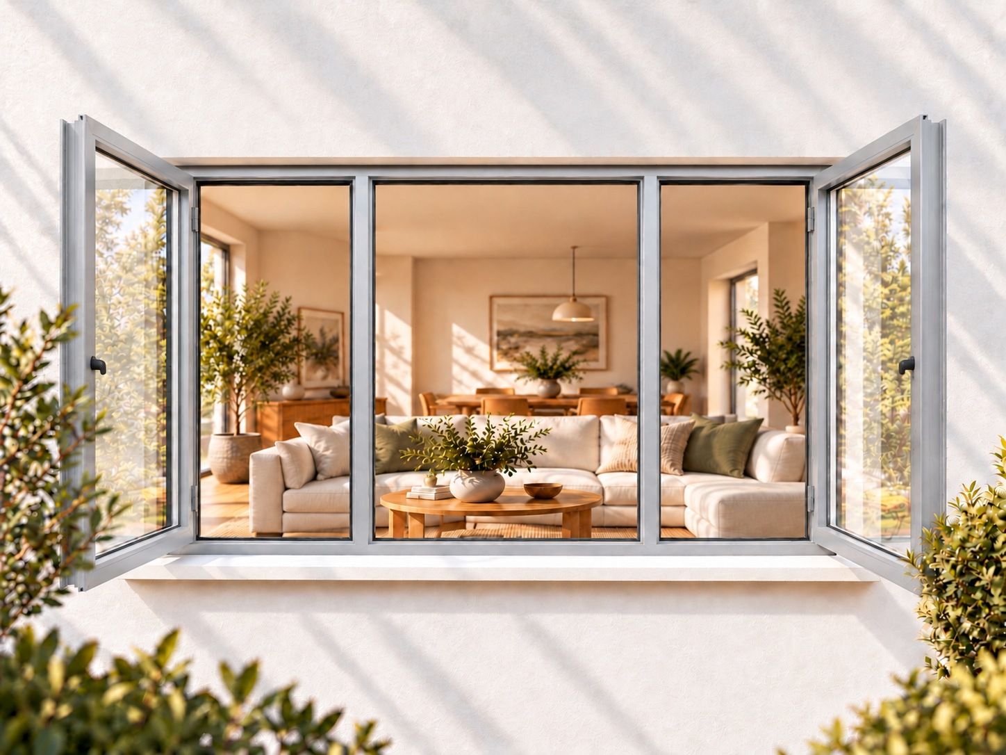 Kenzo Premium Side-Hung Aluminium Window - Silver, 2100 1200 mm, Double Side Opener