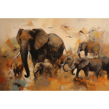 Canvas Wall Art - Elephants in the Jungle - A1463 - [120 x 80 cm]
