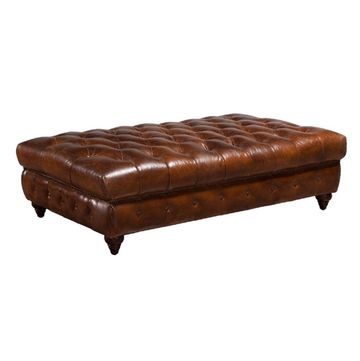 Figure It Out Euro Bonded Leather Tufted Cocktail Ottoman