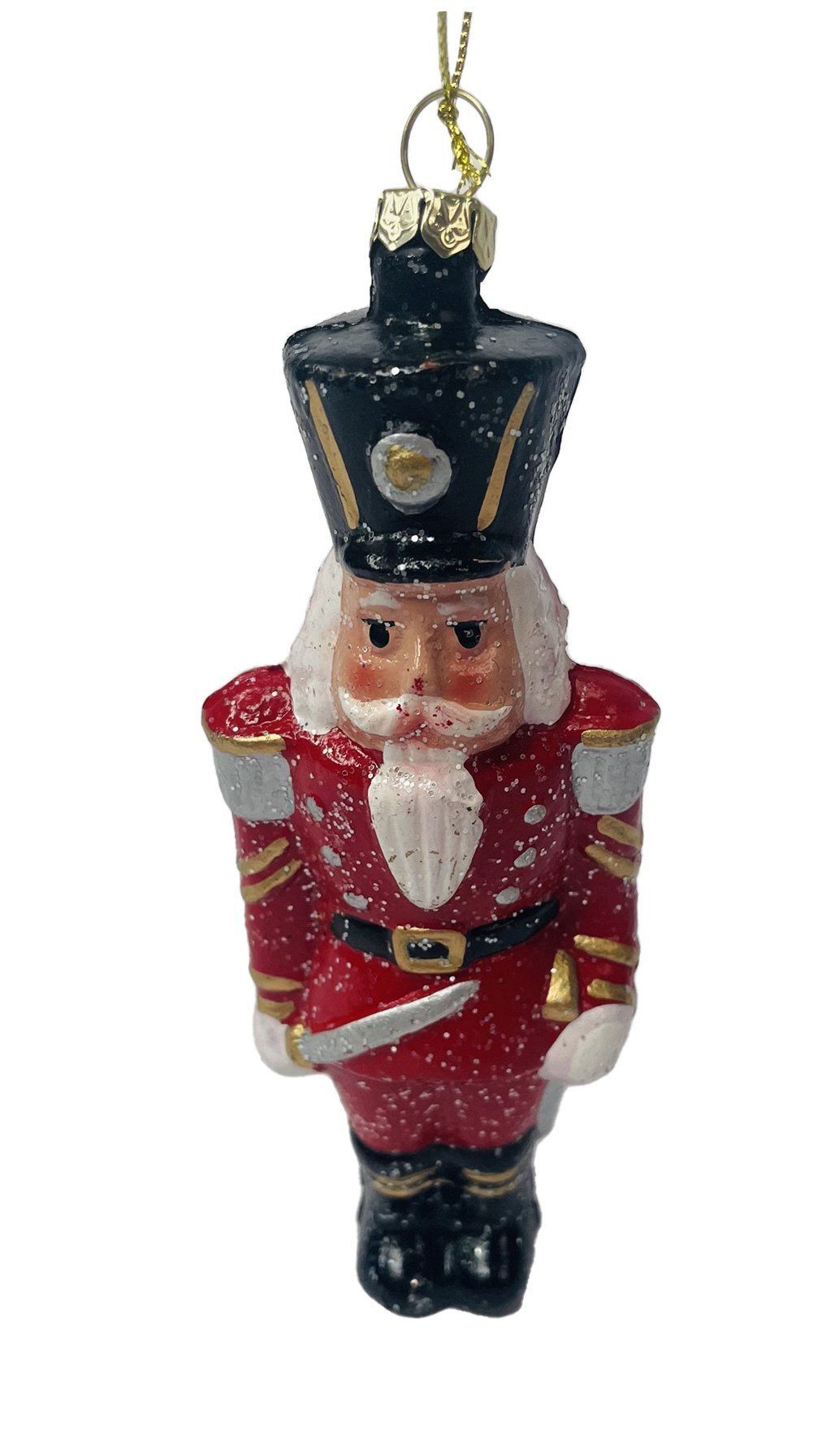 Red Nutcracker Shatterproof Silver Glitter Lacquar  4.5x6x15.8cm