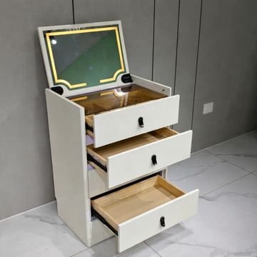 Madiega Furniture - White Pop‑Up LED Mirror Dressing Table