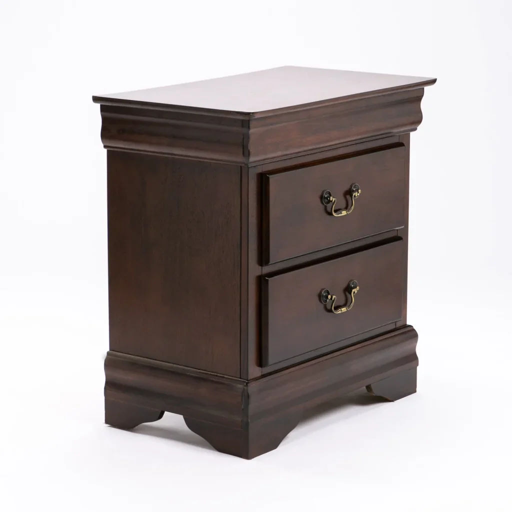 LOUISE 2 Drawer Bedside Pedestal – Dark Wood Look | Modern Bedroom Nightstand