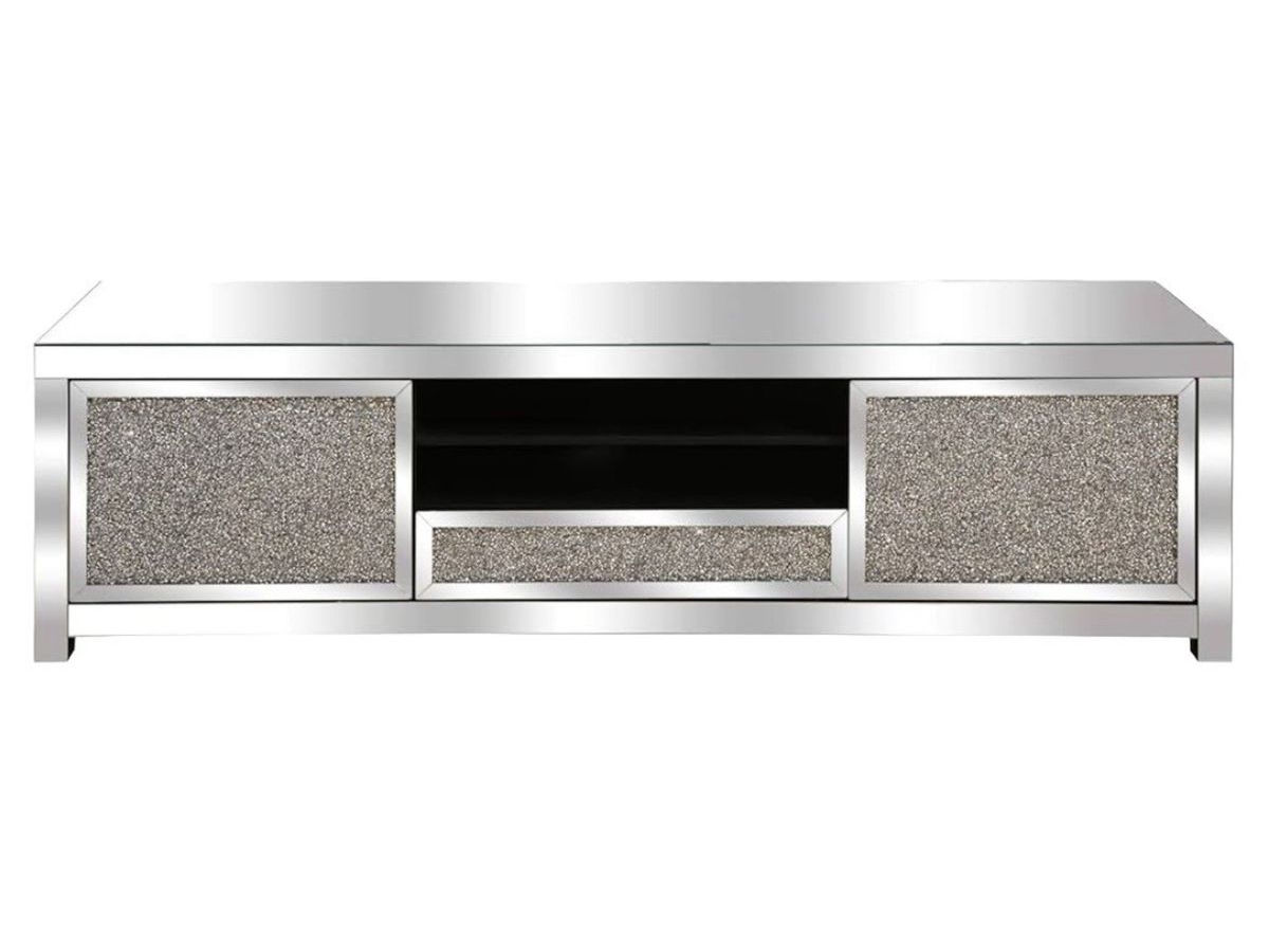 TV Stand Diamond Crushed TV Stand Soft Close Doors Crystal Mirror
