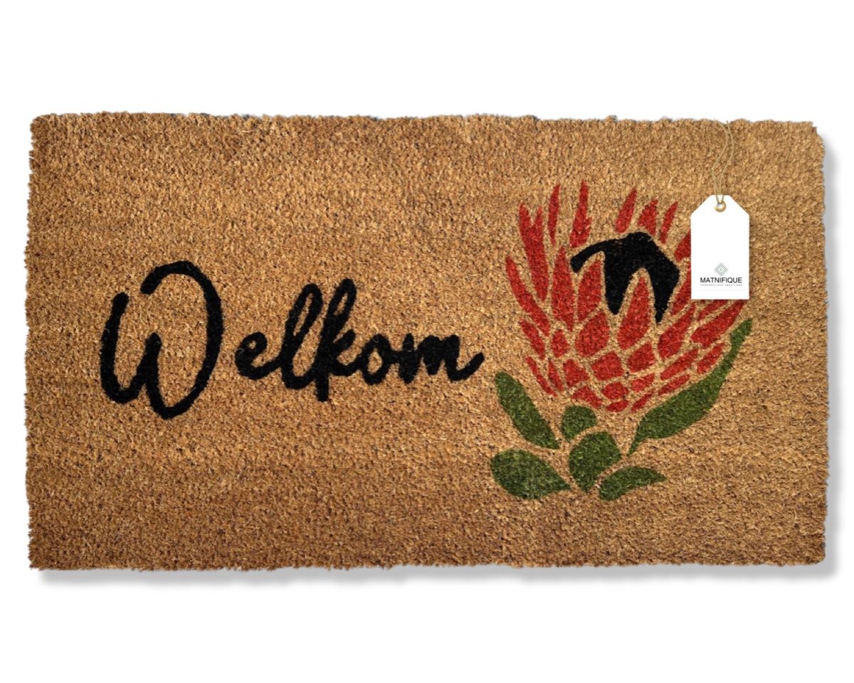 Matnifique Coir Design Doormat - Welcome Protea 700 x 400 x 14mm