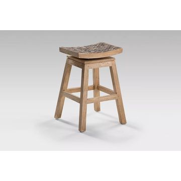Shanter Swivel Counter Bar Stool Solid Mango Wood with Mosaic Seat
