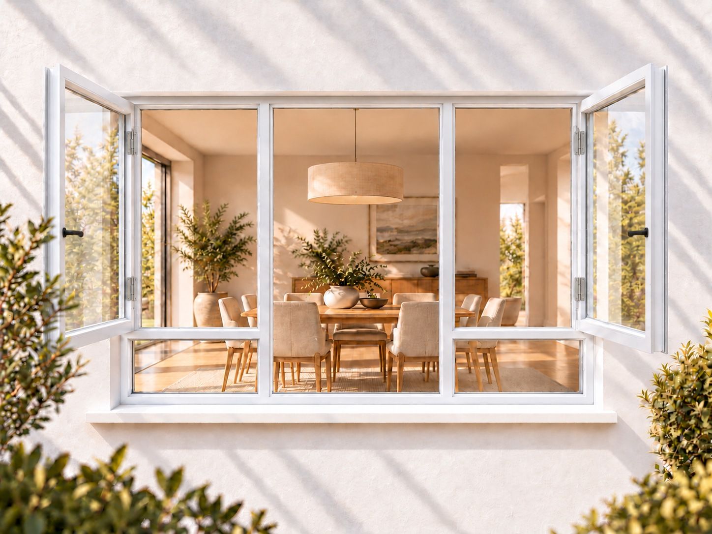 Kenzo Premium Side-Hung Aluminium Window - White, 1800 1500 mm, Double Side Opener with Fixed Bottom Panes