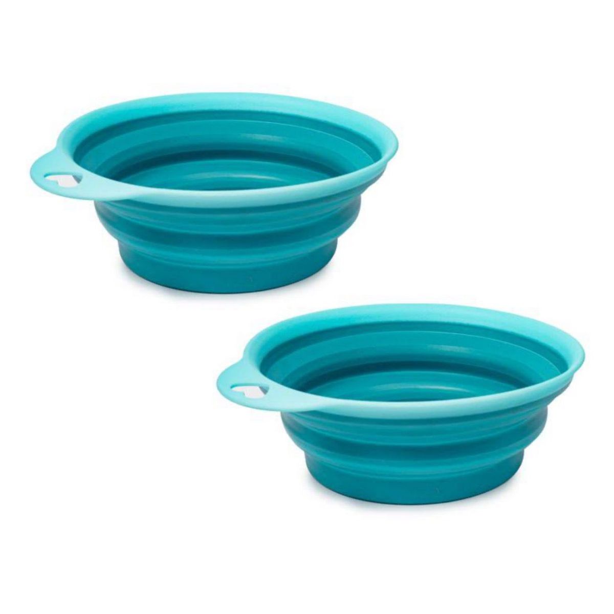 15CM Silicone Collapsible Feeding Bowls for Pets - Cat & Dog Bowl Set of 2 - Blue