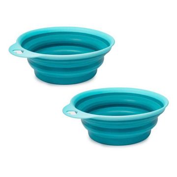 15CM Silicone Collapsible Feeding Bowls for Pets - Cat & Dog Bowl Set of 2 - Blue