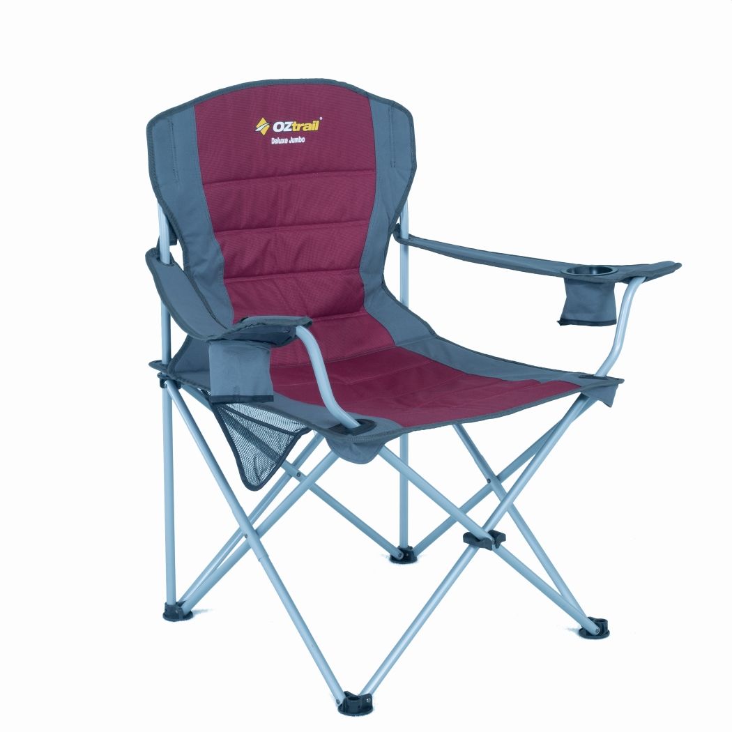 OZtrail Deluxe Jumbo Arm Chair Maroon 140kg