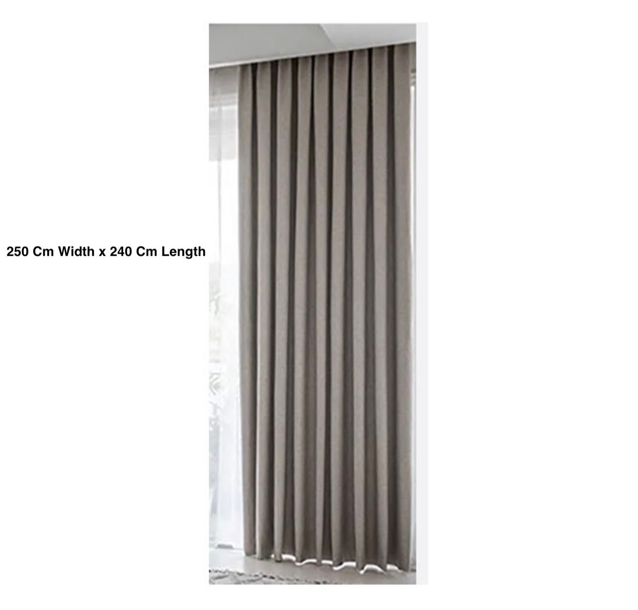 100% Blockout Light Brown Taped curtain-250 Cm Width x 240 Cm Length