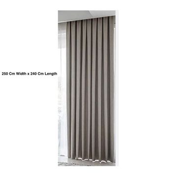 100% Blockout Light Brown Taped curtain-250 Cm Width x 240 Cm Length