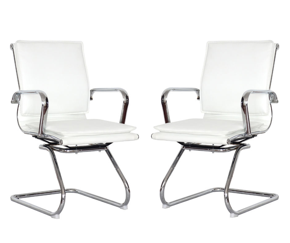 TOCC Square Pad Visitors Office Chairs-Set of 2 Per Box-White