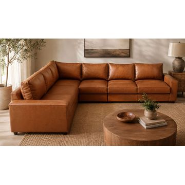 Tach Luxure -Amsterdam Leather Couch -Windsor Tan -Left Sided