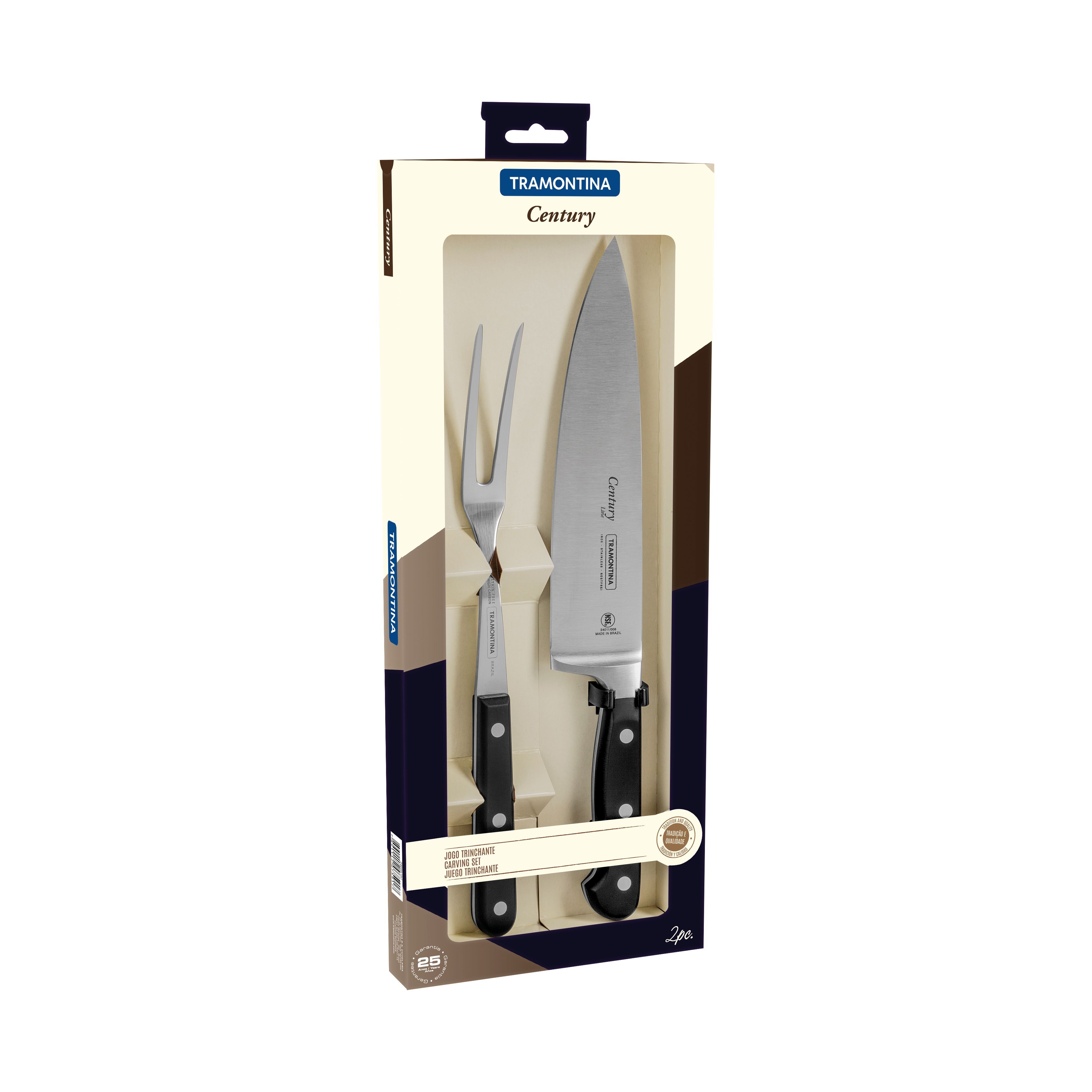 Tramontina 2piece Carving Set with Stainless Steel Blades and Polycarbonate Handles