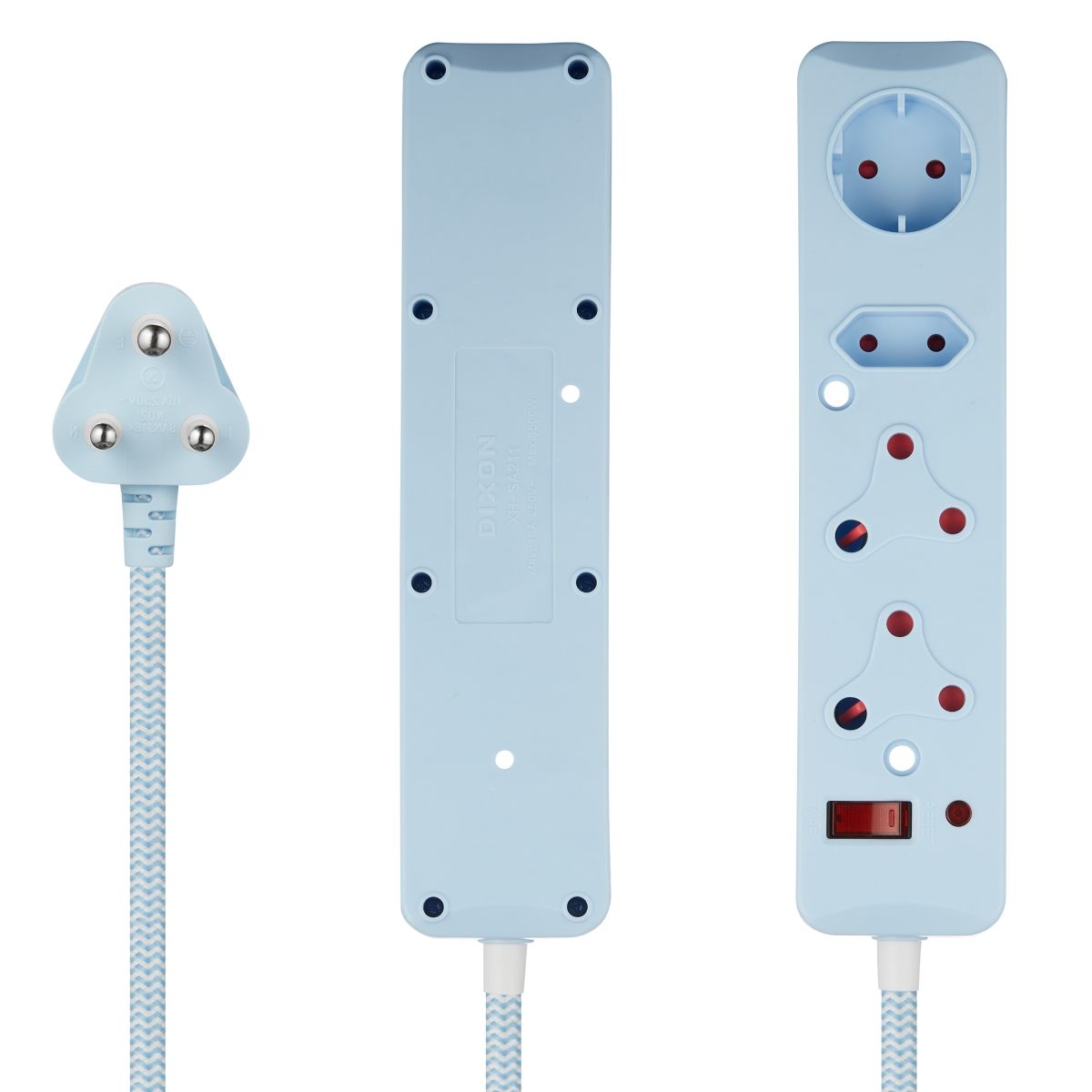 Switched Multiplug: 4-Way with Surge & Overload Protection - Blue