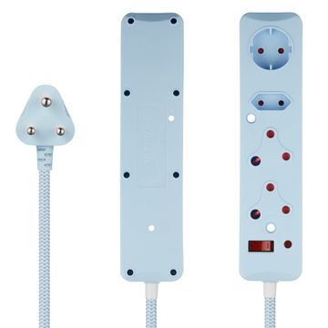 Switched Multiplug: 4-Way with Surge & Overload Protection - Blue