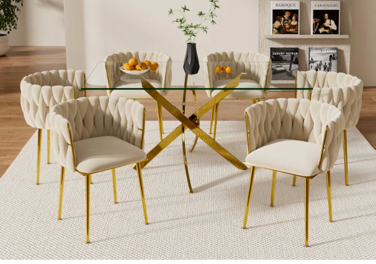 IG Furn - Opal 7pc Dining set with rectangular glass table