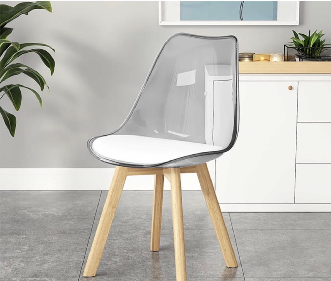 ASHER- Emma padded clear back chair White
