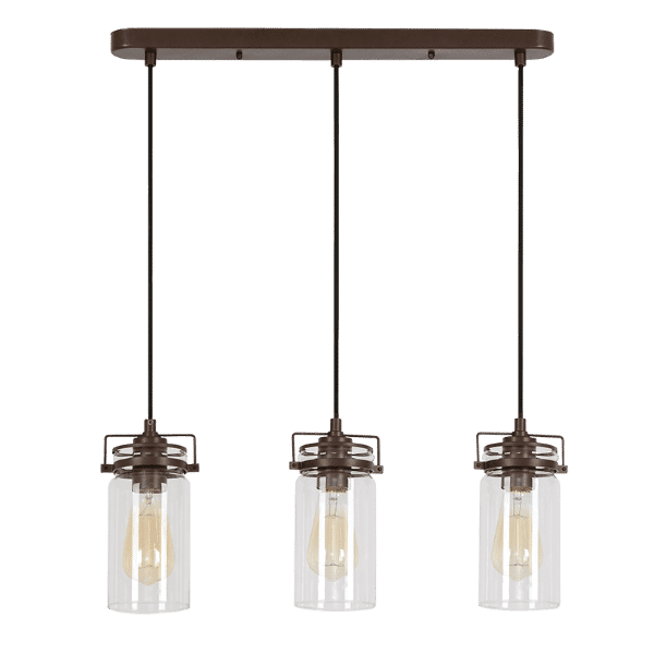 Linden 3 Light Antique Brown Pendant with Clear Glass