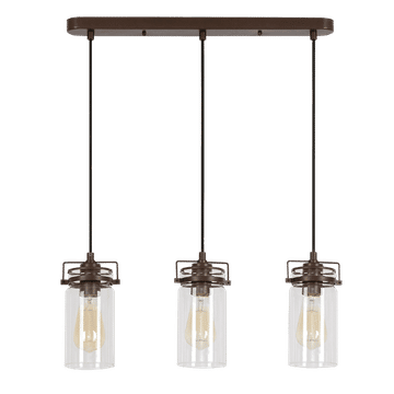 Linden 3 Light Antique Brown Pendant with Clear Glass