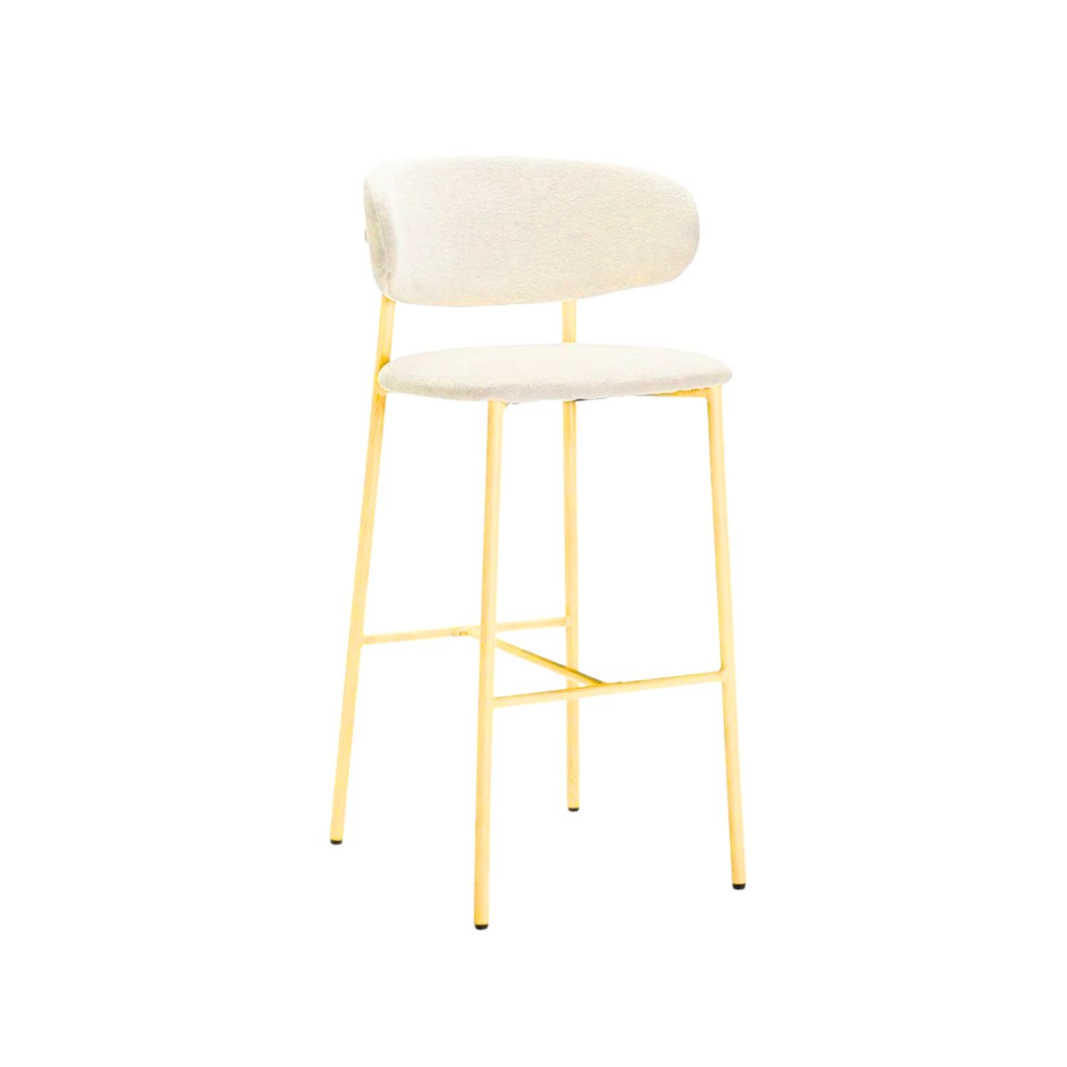 Textured Cream Fabric Barstool - Natural Leg
