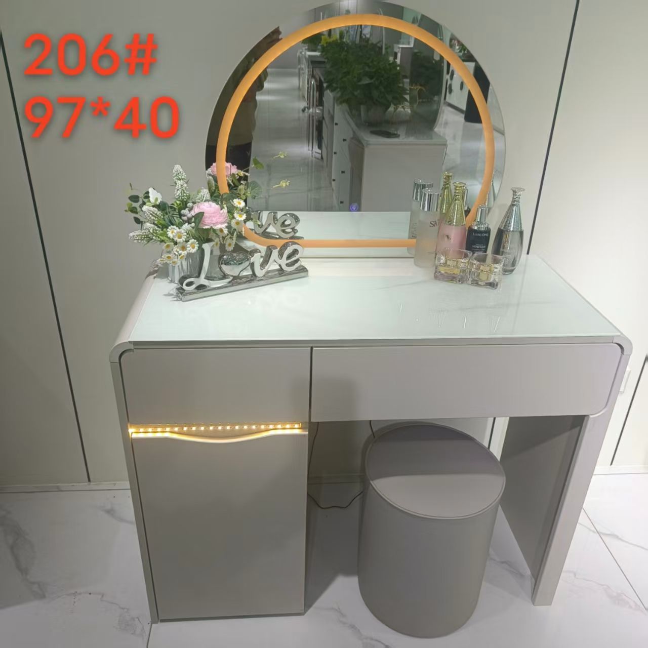 Modern Simple Design Makeup with Mirror and Chair Bedroom Furniture Dresser Vanity Table with Drawers with Light