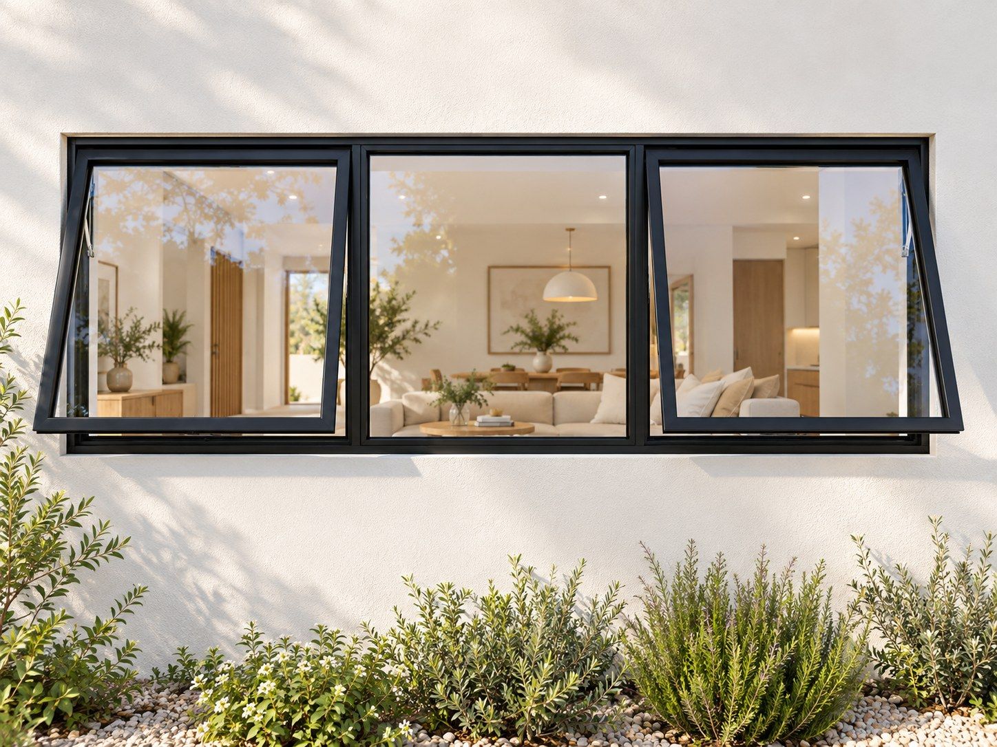 Kenzo Premium Top-Hung Aluminium Window - Black, 1800 600 mm, Two Outer ...