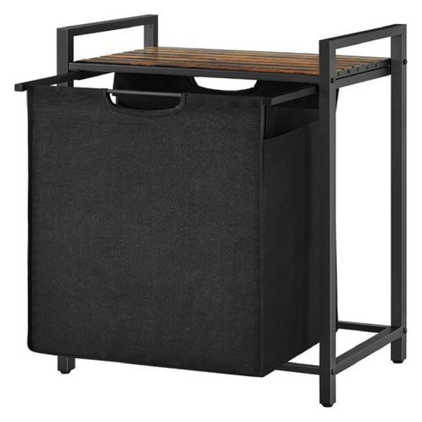 LAZAVA 65L Laundry Basket – Compact Design, Pull-Out Liner & Storage Shelf
